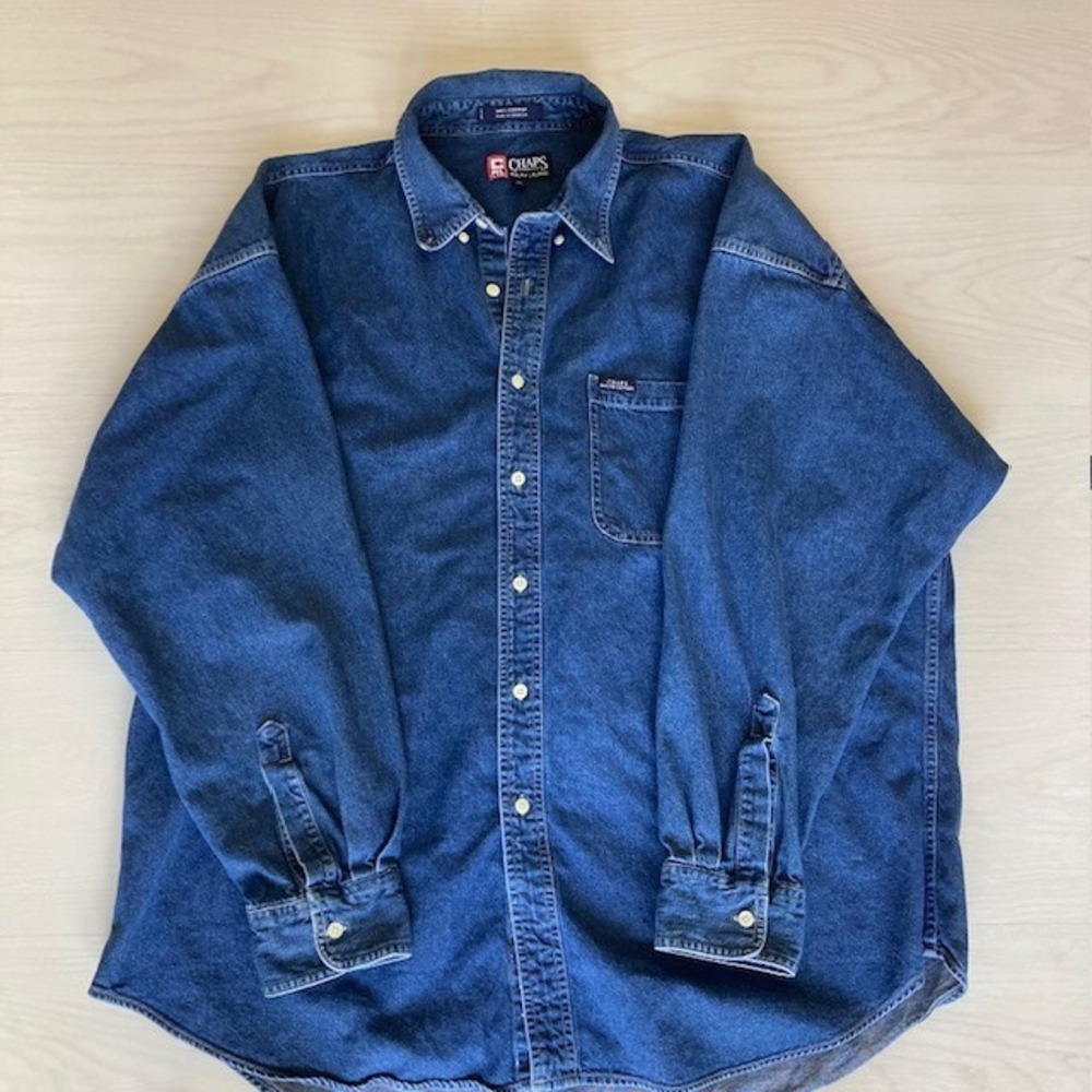 Vintage Chaps Ralph Lauren Denim Long Sleeve Shirt XXL 27.5 x 30